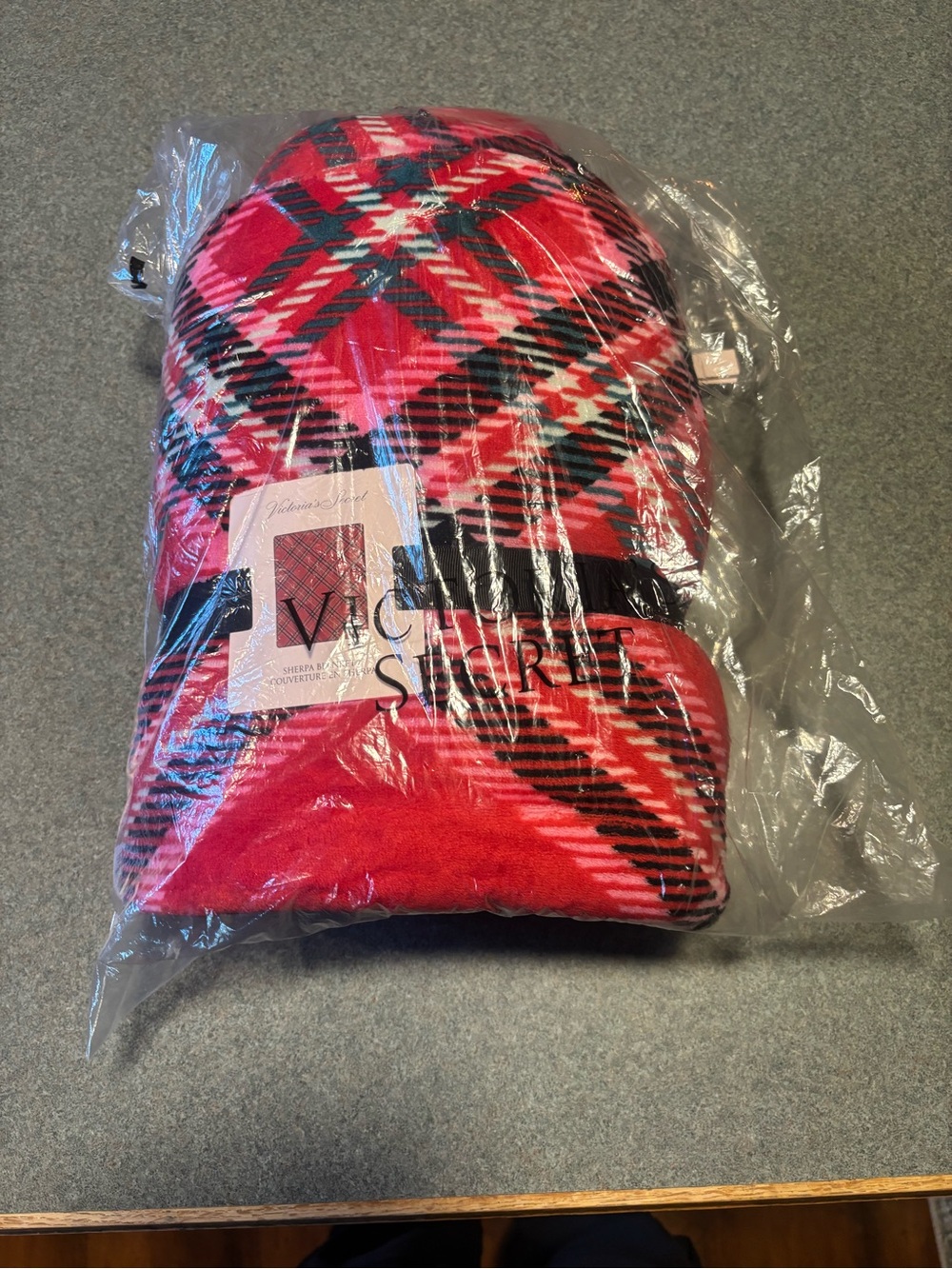 Victoria's Secret Red Plaid Sherpa Throw